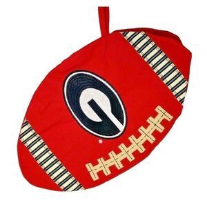 UGA‎ University Of Georgia Football Shaped Christmas Stocking Red New